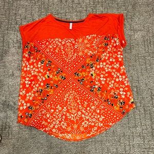 Xhilaration Orange Floral Top Size 1X